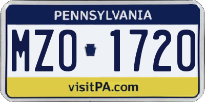 PA license plate MZO1720