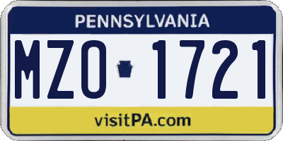 PA license plate MZO1721