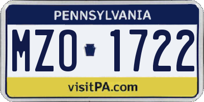 PA license plate MZO1722