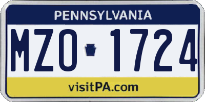 PA license plate MZO1724