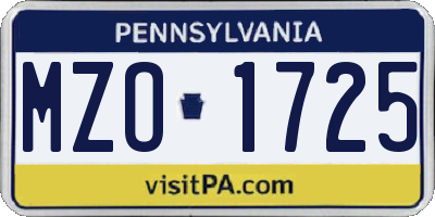 PA license plate MZO1725