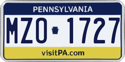 PA license plate MZO1727