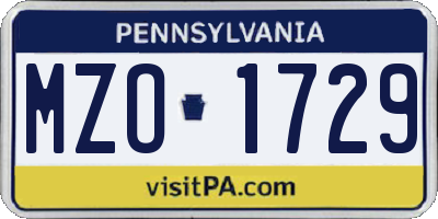 PA license plate MZO1729