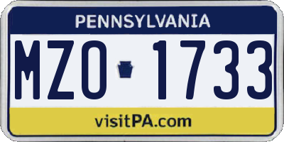 PA license plate MZO1733