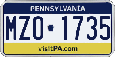 PA license plate MZO1735