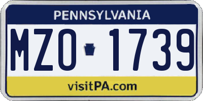 PA license plate MZO1739