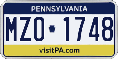 PA license plate MZO1748
