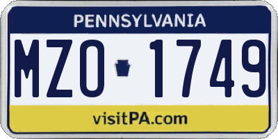 PA license plate MZO1749