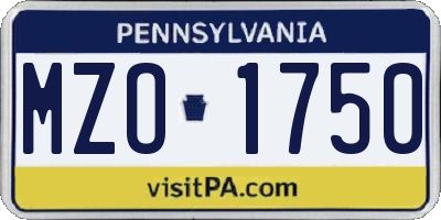 PA license plate MZO1750