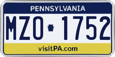 PA license plate MZO1752