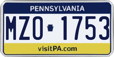 PA license plate MZO1753
