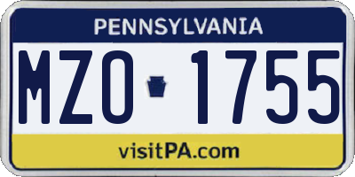 PA license plate MZO1755