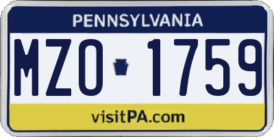 PA license plate MZO1759