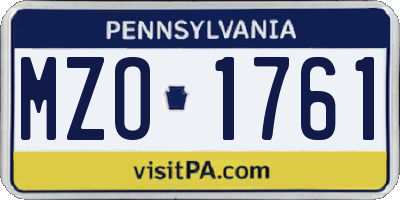 PA license plate MZO1761