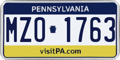 PA license plate MZO1763