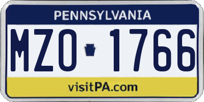 PA license plate MZO1766