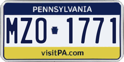 PA license plate MZO1771