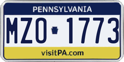PA license plate MZO1773