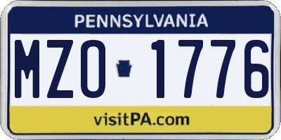PA license plate MZO1776