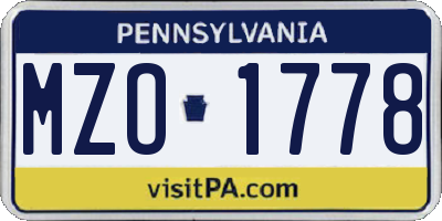 PA license plate MZO1778
