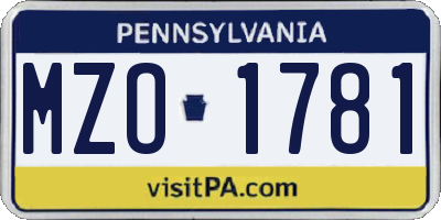 PA license plate MZO1781