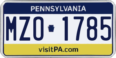 PA license plate MZO1785