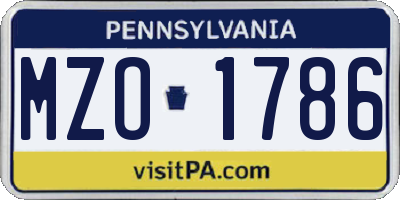 PA license plate MZO1786