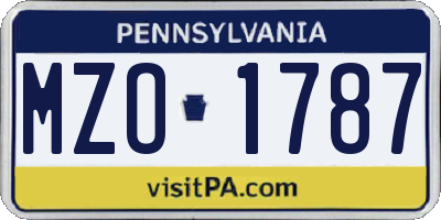 PA license plate MZO1787