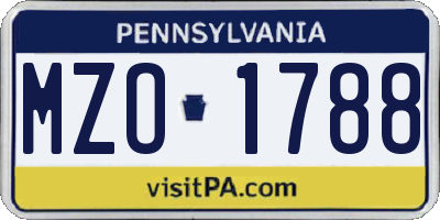 PA license plate MZO1788