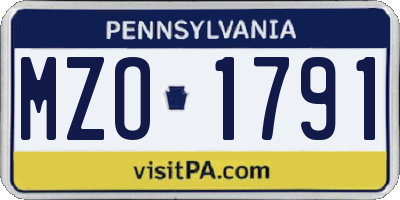 PA license plate MZO1791