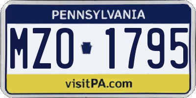 PA license plate MZO1795