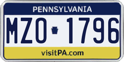 PA license plate MZO1796