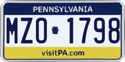 PA license plate MZO1798