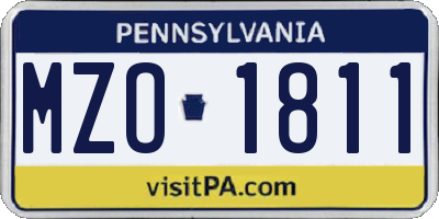 PA license plate MZO1811