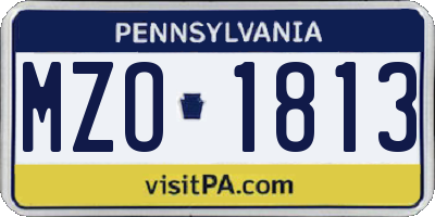 PA license plate MZO1813