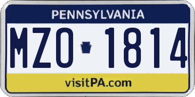 PA license plate MZO1814