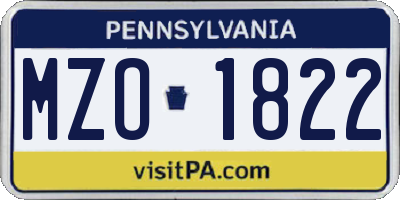 PA license plate MZO1822