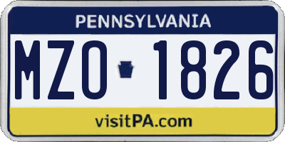 PA license plate MZO1826