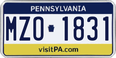 PA license plate MZO1831