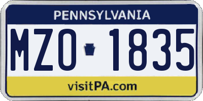 PA license plate MZO1835