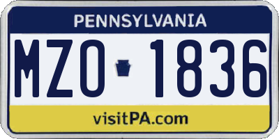 PA license plate MZO1836