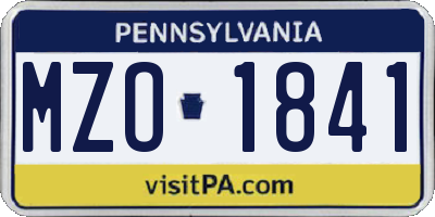PA license plate MZO1841