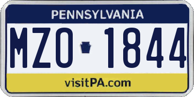 PA license plate MZO1844