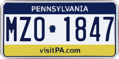 PA license plate MZO1847