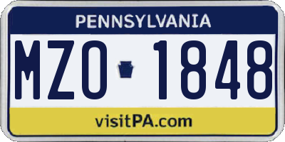 PA license plate MZO1848