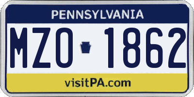 PA license plate MZO1862