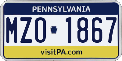 PA license plate MZO1867