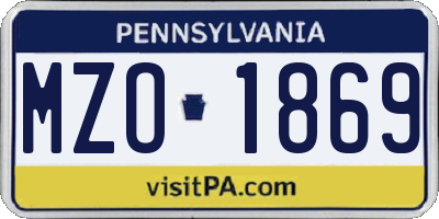 PA license plate MZO1869