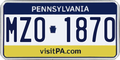 PA license plate MZO1870