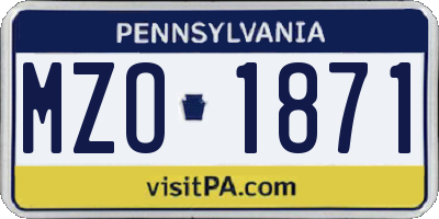 PA license plate MZO1871